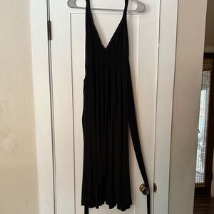 Black Sleeveless V-Neck Knit Dress